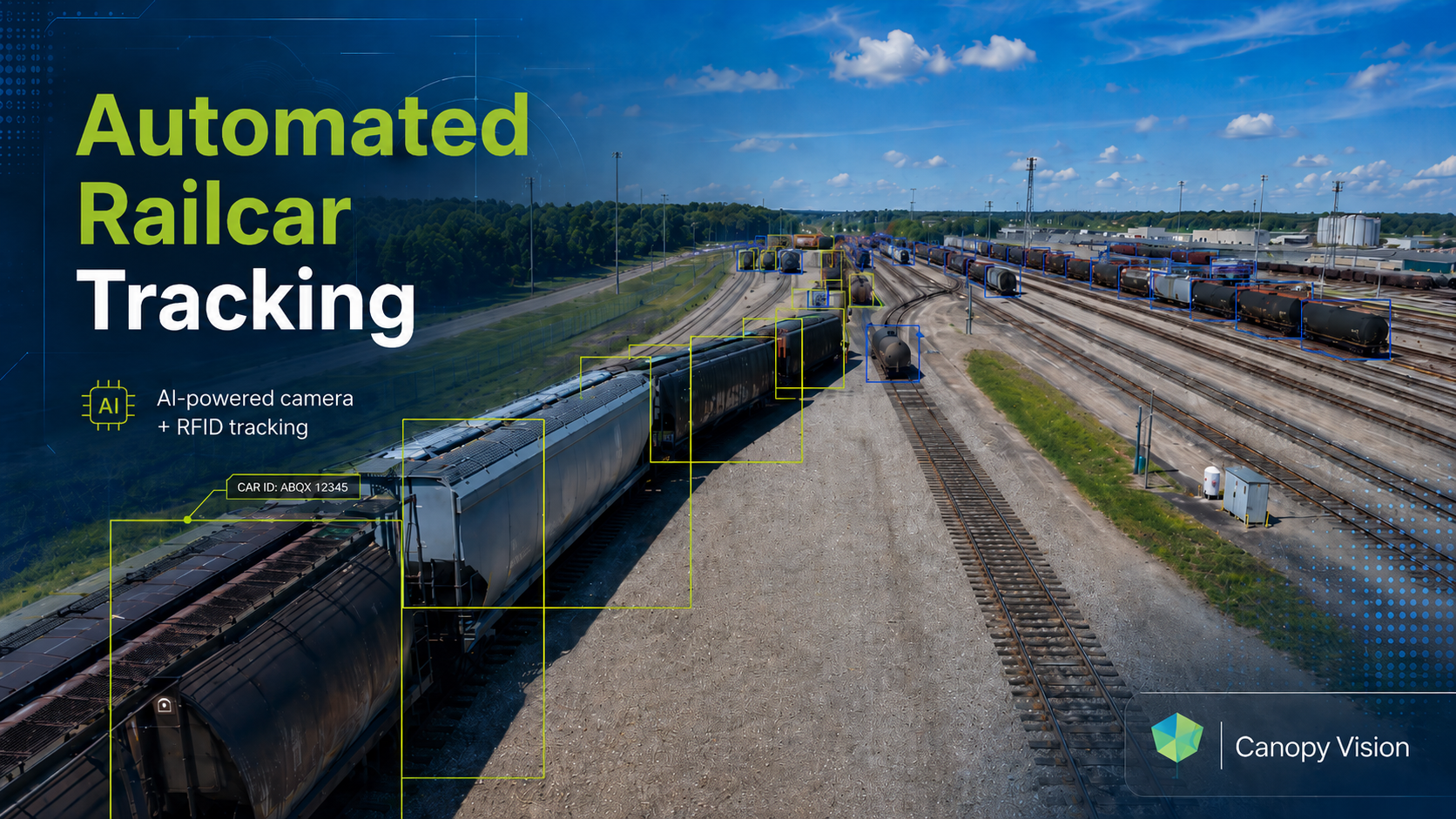 Automated railcar tracking in an industrial rail yard using AI vision and RFID